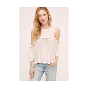 Anthropologie Meadow Rue Cold Shoulder Ruffle top